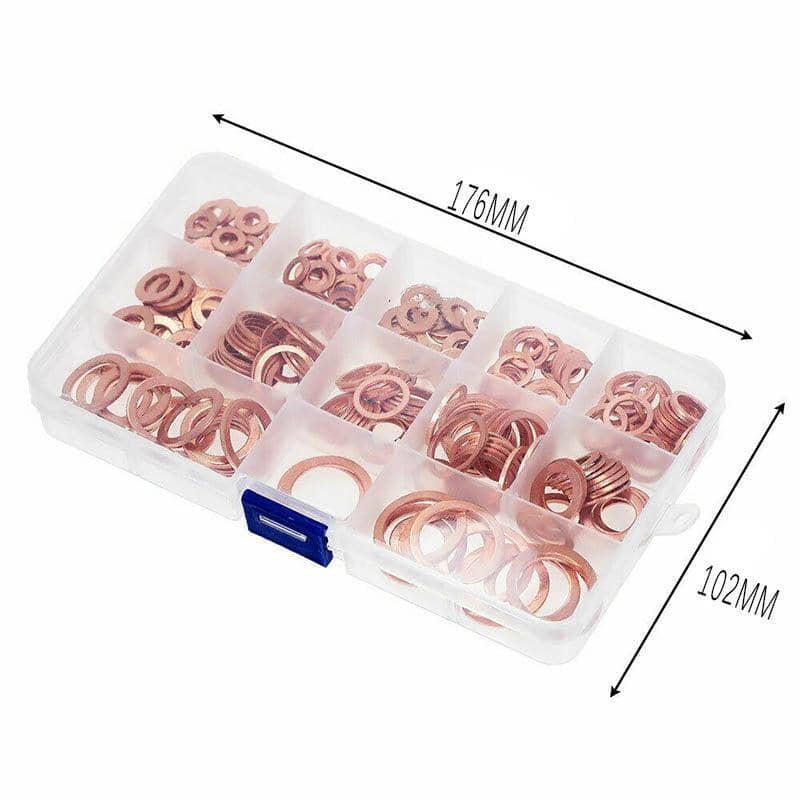 Solid Copper Sump Plug Washer Seal Kit, 280 Piece, 12 Sizes - view 4