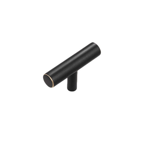 Solid Copper T-Bar Cabinet Handle - Dark Copper, Single Hole