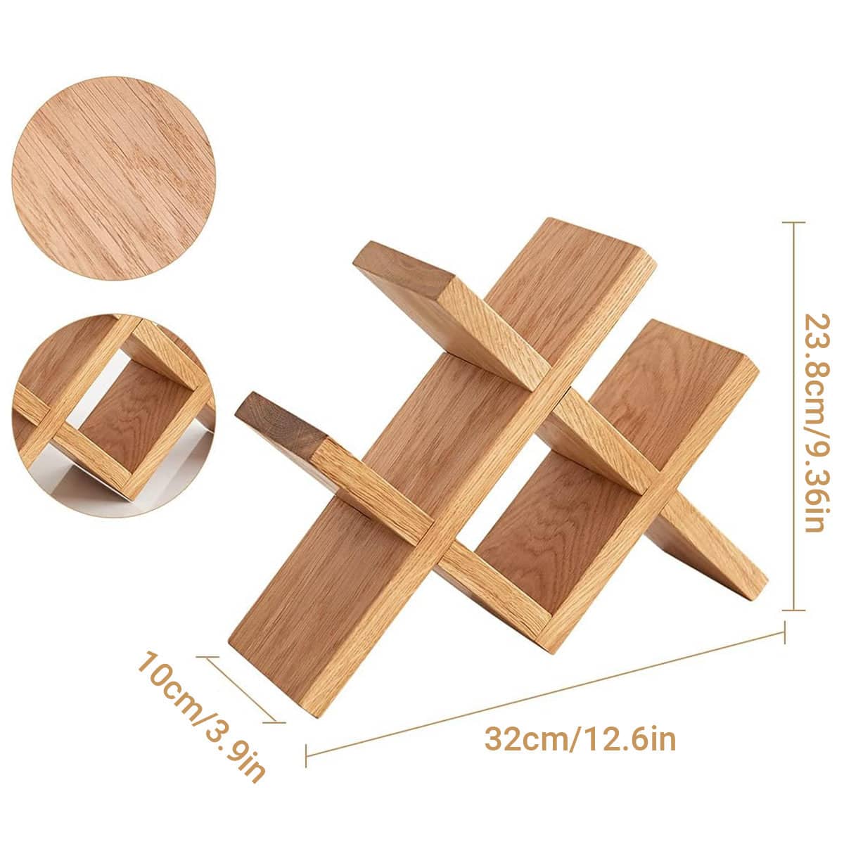 Solid Oak Wine Rack for 4 Bottles, Desktop Bottle Holder - view 3