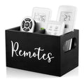 Solid Pine Wood Remote Control Storage Box Organiser - Black