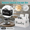 Solid Pine Wood Remote Control Storage Box Organiser - Black - view 2