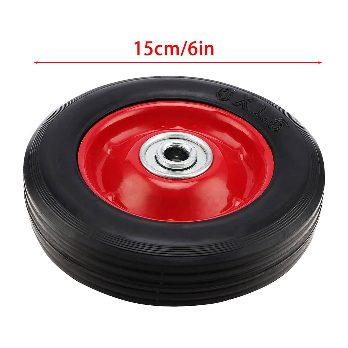 Solid Rubber Cart Wheels, 6 Inch (15 cm), Pack of 2 - view 3