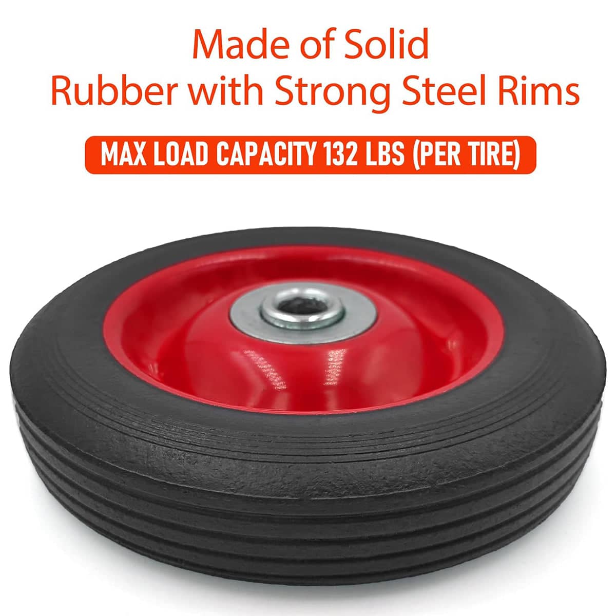Solid Rubber Cart Wheels, 6 Inch (15 cm), Pack of 2 - view 4