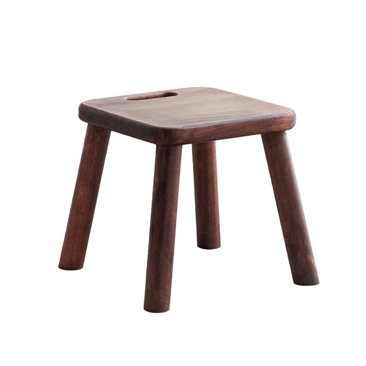 Solid Rubber Wood Small Shoe Bench Stool in Walnut for Entryway - view 2