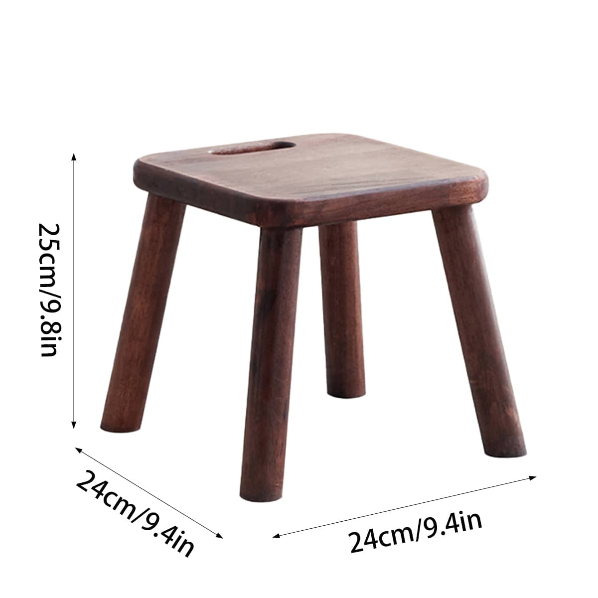 Solid Rubber Wood Small Shoe Bench Stool in Walnut for Entryway - view 3