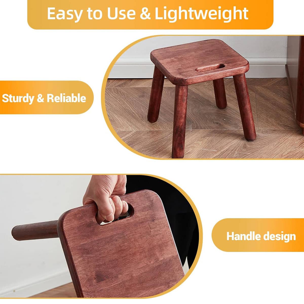 Solid Rubber Wood Small Shoe Bench Stool in Walnut for Entryway - view 5
