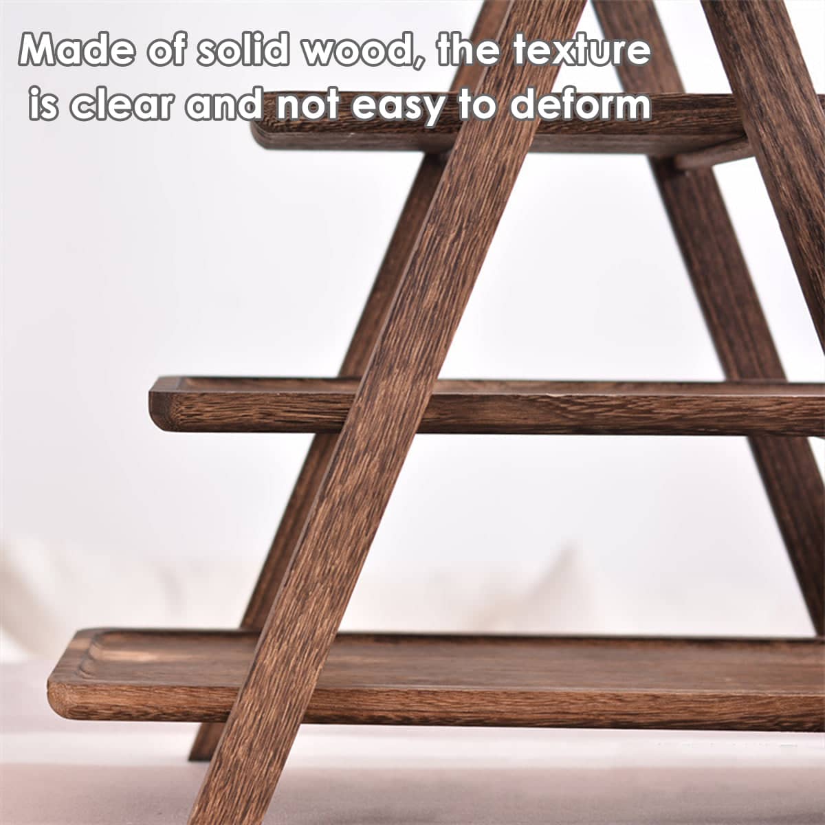 Solid Wood 3 Layer Tray Display Rack, Foldable Dinner Plate Holder Stand - view 4
