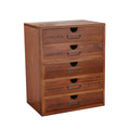 Solid Wood Desktop Storage Box with 5 Drawers, 5 Layers, 31.1 x 25.2 x 17.5 cm