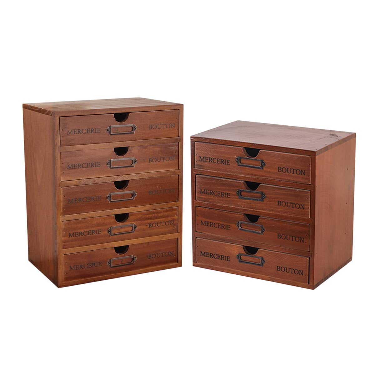 Solid Wood Desktop Storage Box with 5 Drawers, 5 Layers, 31.1 x 25.2 x 17.5 cm - view 3
