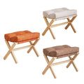 Solid Wood Foldable Foot Stool for Home Office and Bedroom, Portable Seat - Brown - view 3
