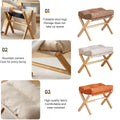 Solid Wood Foldable Foot Stool for Home Office and Bedroom, Portable Seat - Brown - view 5