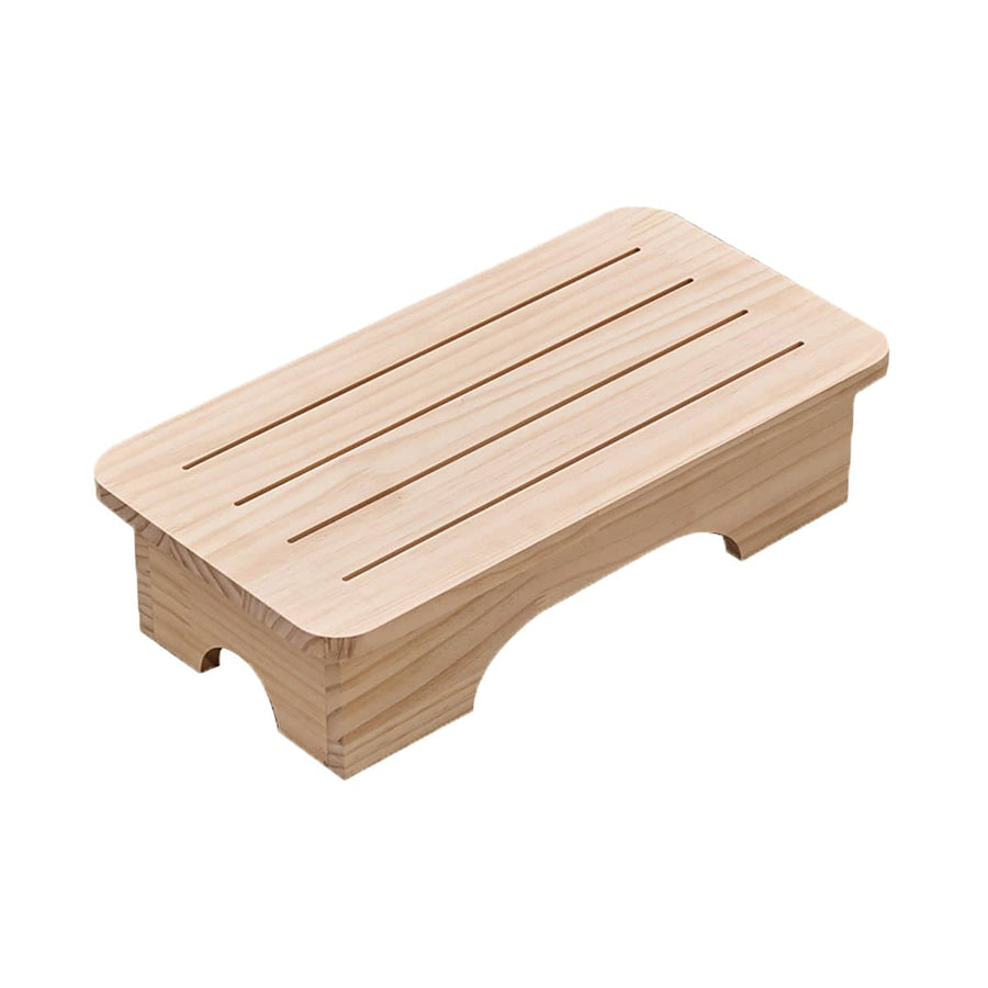 Solid Wood Footrest Stool with Slatted Top for Shoe Changing - Natural Wood