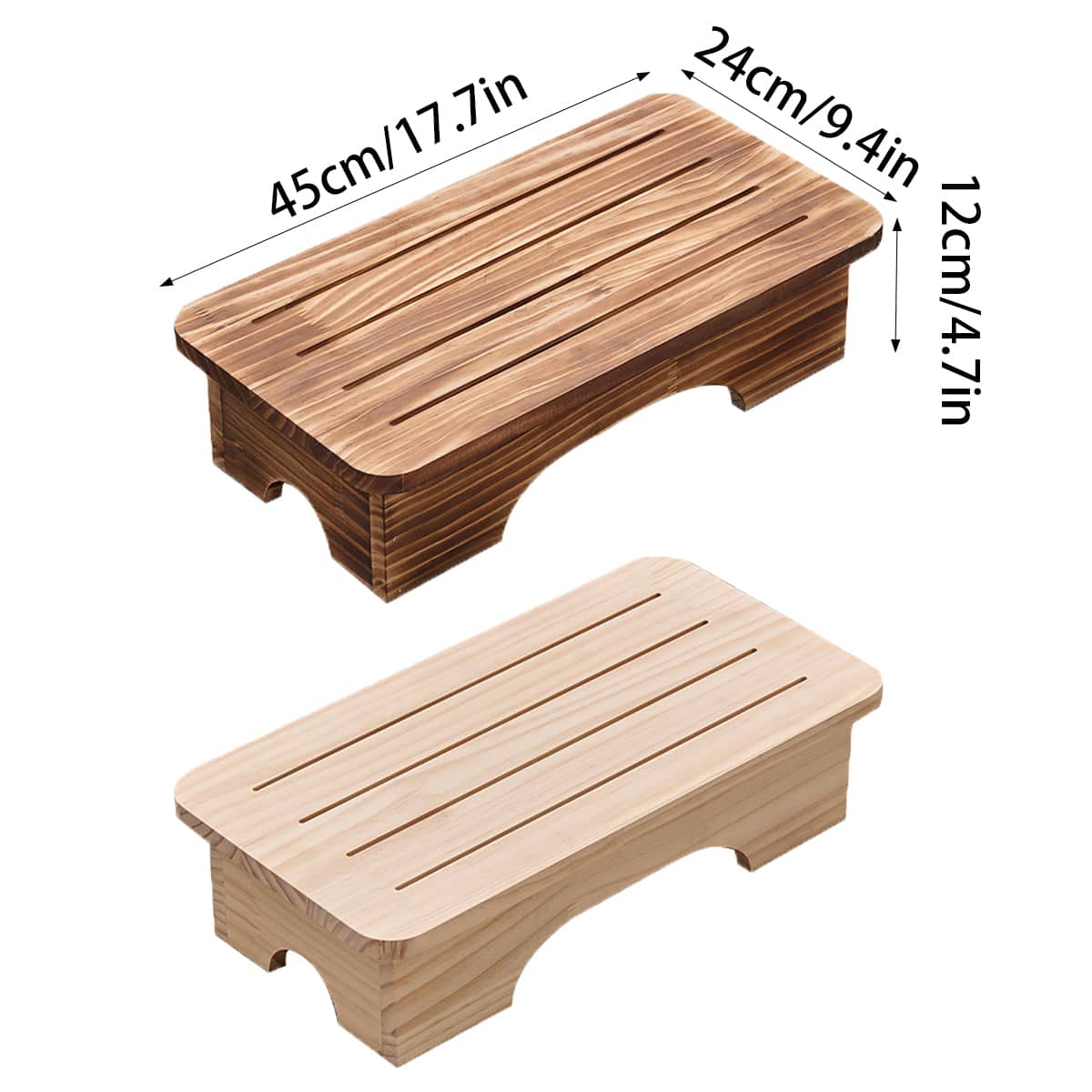 Solid Wood Footrest Stool with Slatted Top for Shoe Changing - Natural Wood - view 4