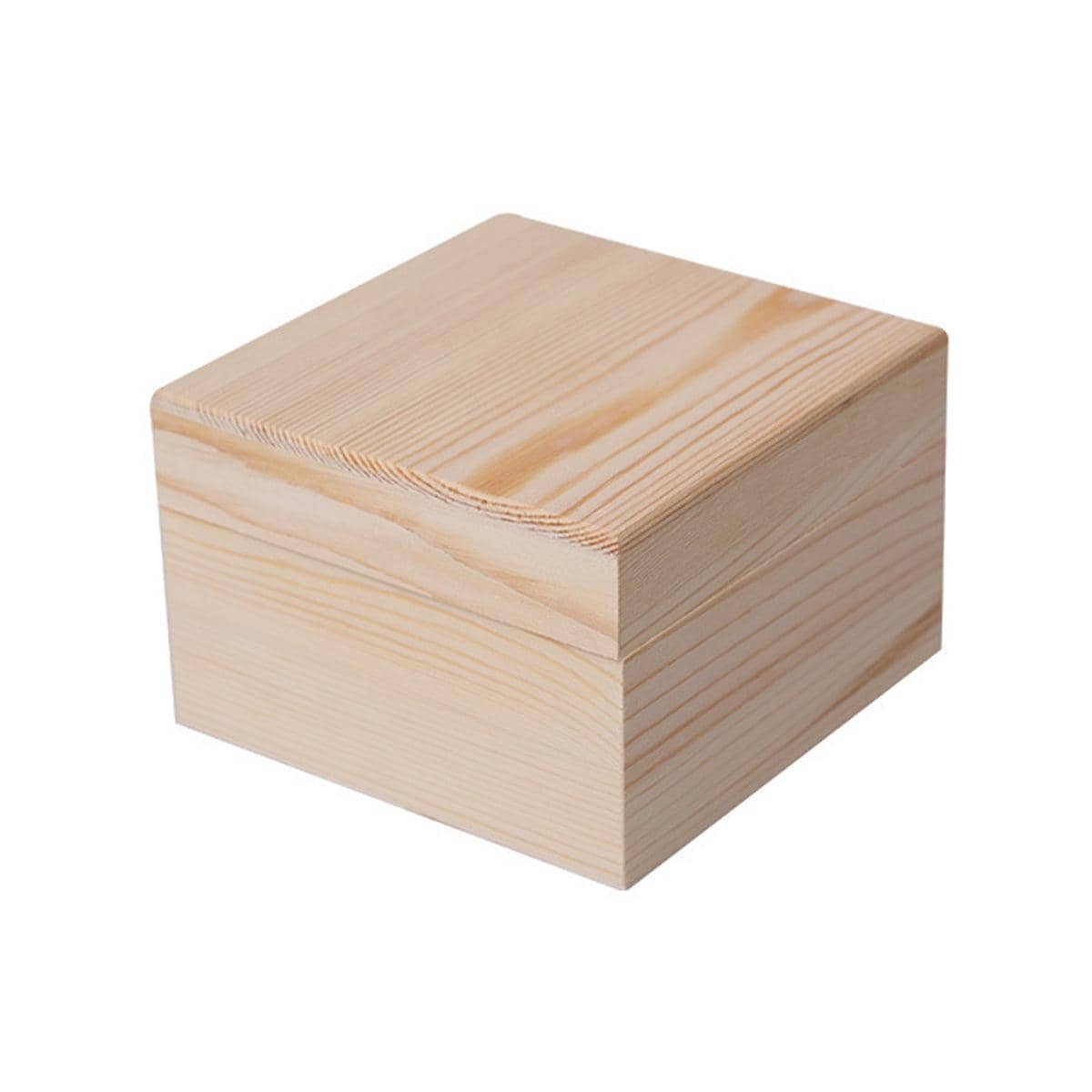 Solid Wood Gift Boxes with Flip Lid for Jewellery Keepsakes Pack of 10 - 12 cm Square