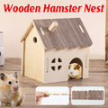 Solid Wood Hamster House Hideout Hut for Small Animals with DIY Assembly