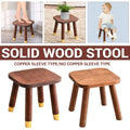 Solid Wood Low Stool with Rounded Corners - Warm Brown, Plain Legs - view 2