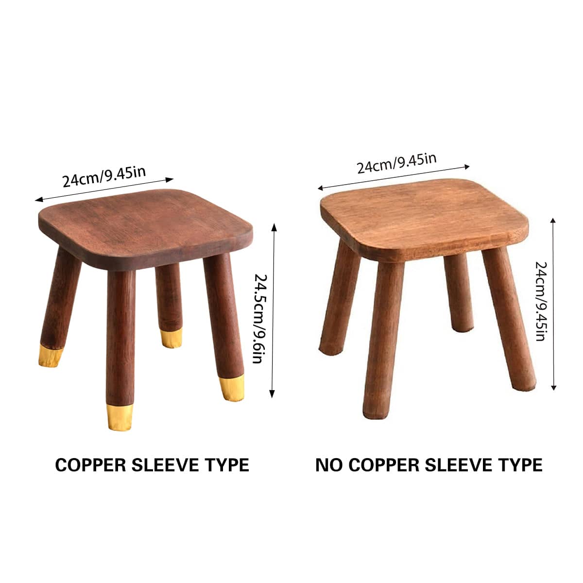 Solid Wood Low Stool with Rounded Corners - Warm Brown, Plain Legs - view 4