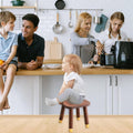 Solid Wood Low Stool with Rounded Corners - Warm Brown, Plain Legs - view 5