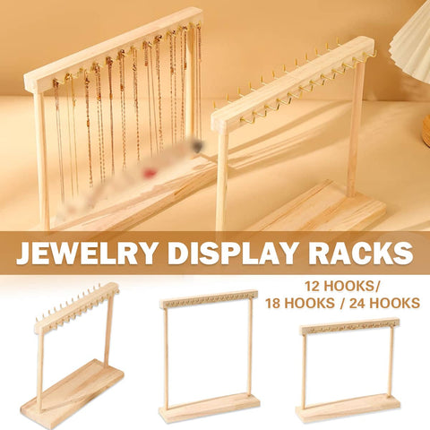 Solid Wood Necklace Display Rack - 18 Hooks - view 2