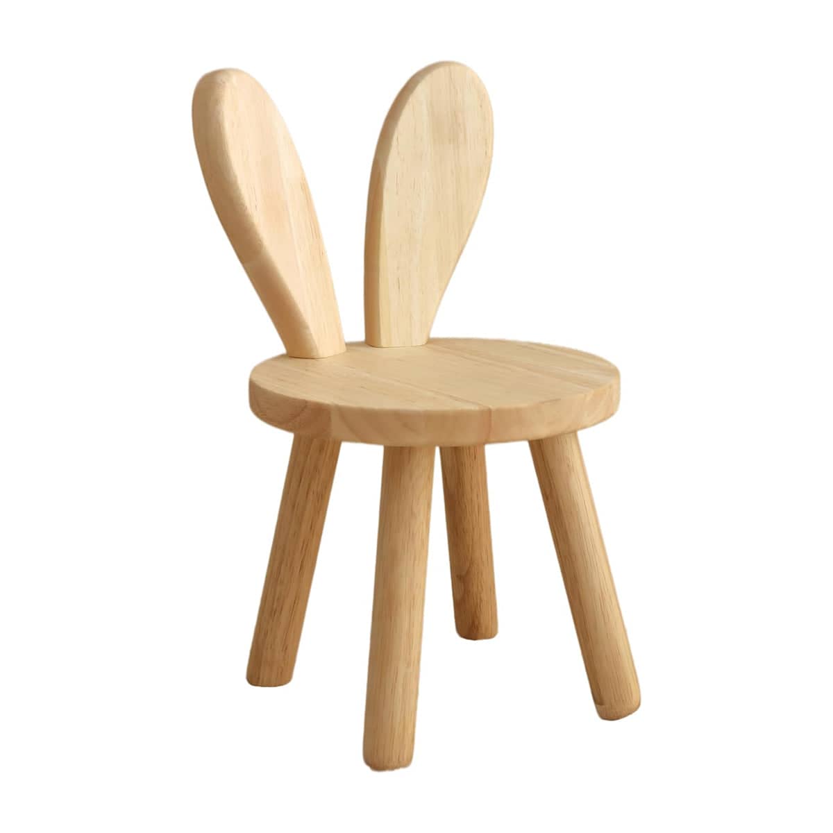Solid Wood Rabbit Ear Stool with Backrest for Entryway and Living Room - view 2