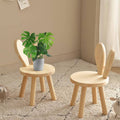 Solid Wood Rabbit Ear Stool with Backrest for Entryway and Living Room - view 4