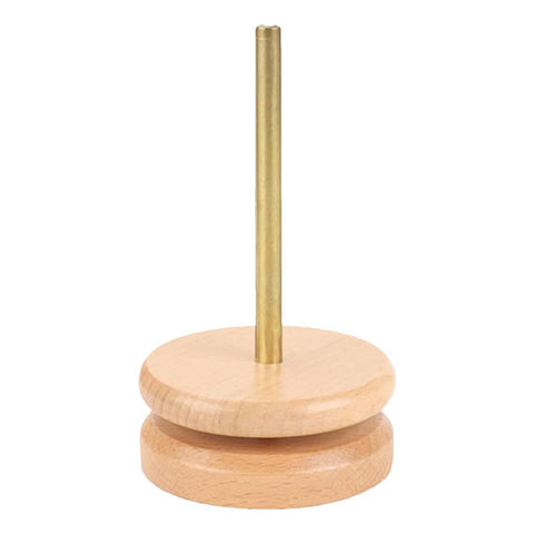 Solid Wood Rotatable Yarn Holder for Knitting Crocheting Weaving Craft - Round, 10 cm