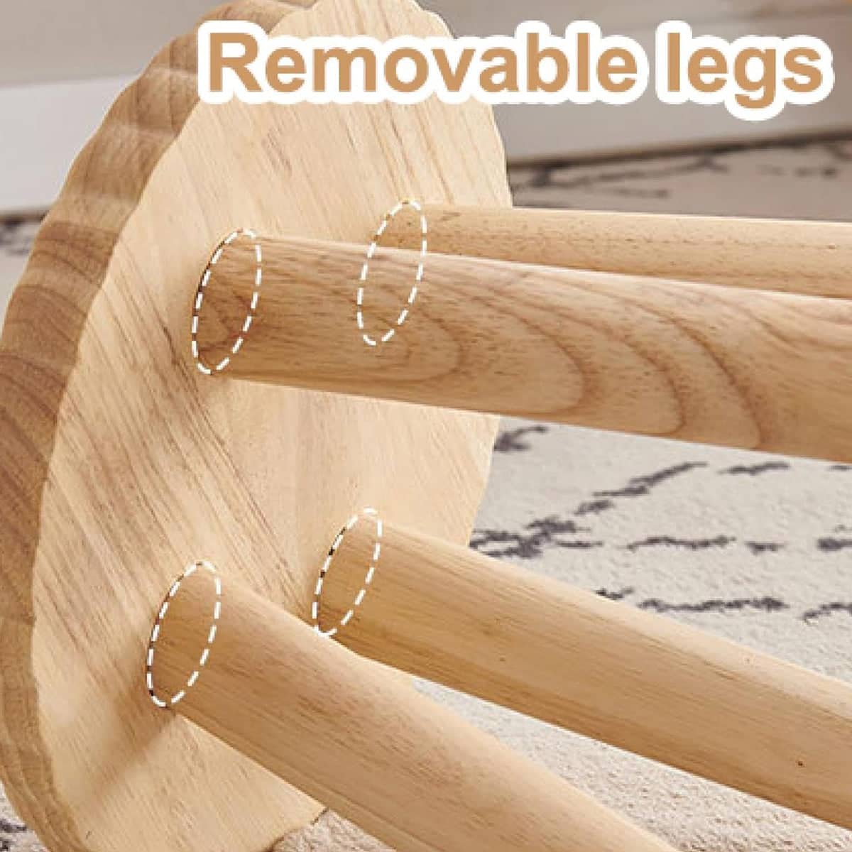 Solid Wood Round Stool for Entryway and Living Room - view 5