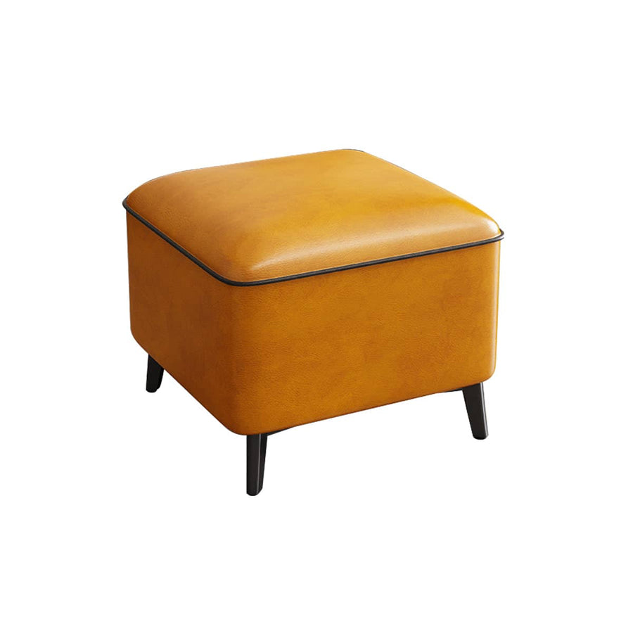 Solid Wood Shoe Bench Stool with Leather Seat - Orange, Large