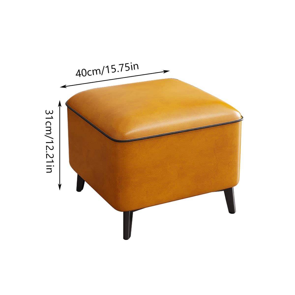 Solid Wood Shoe Bench Stool with Leather Seat - Orange, Large - view 4