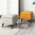 Solid Wood Shoe Bench Stool with Leather Seat - Orange, Large - view 5
