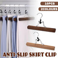 Solid Wood Skirt Clip Hangers with Flannel Lining Pack of 10 - Light Brown - view 2
