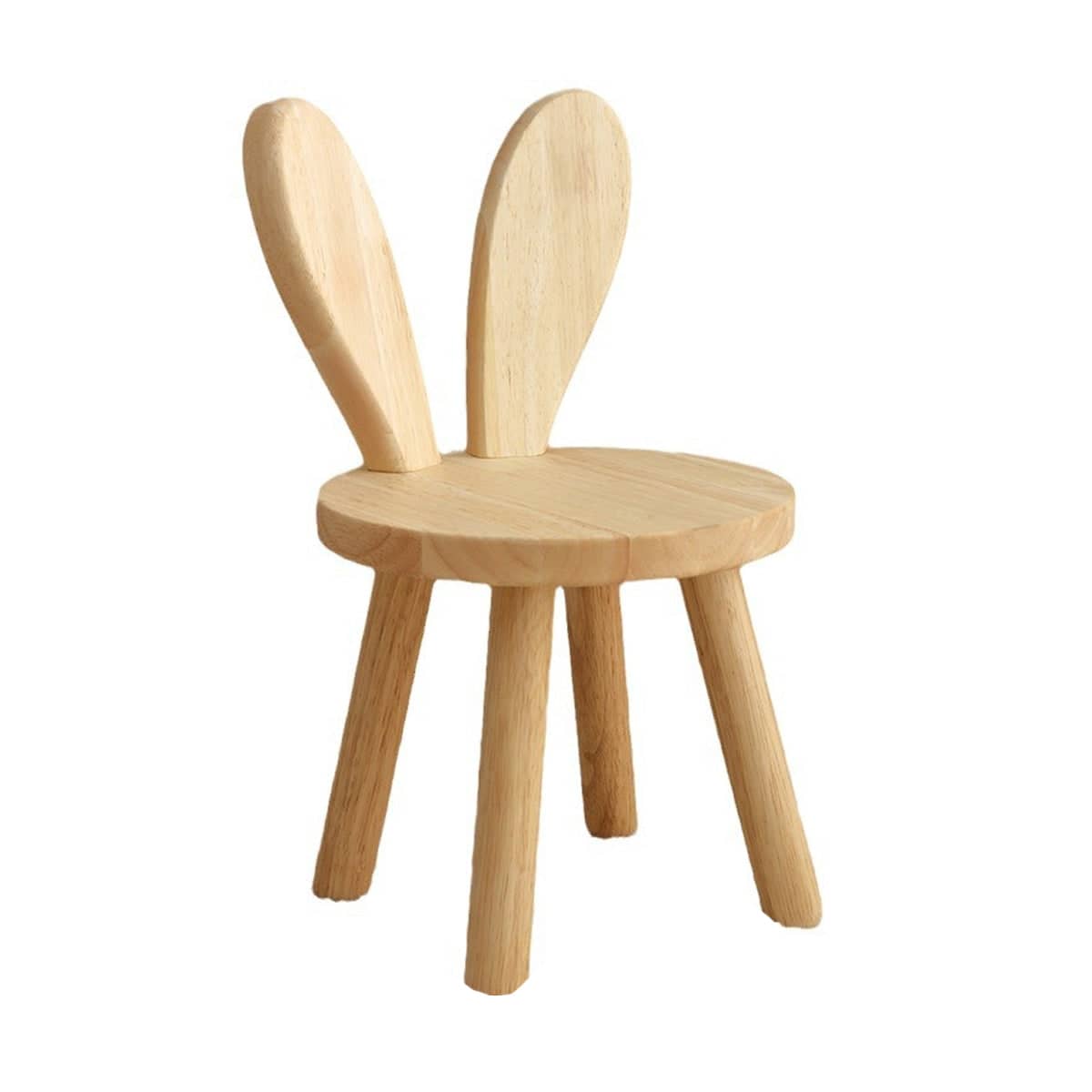 Solid Wood Stool with Rabbit Ear Backrest for Entryway, Hallway and Living Room - view 2