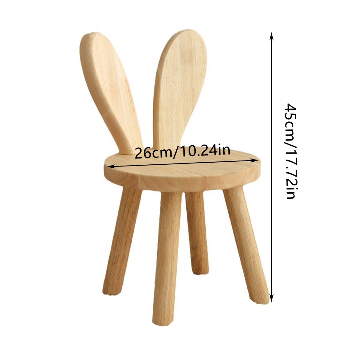Solid Wood Stool with Rabbit Ear Backrest for Entryway, Hallway and Living Room - view 3