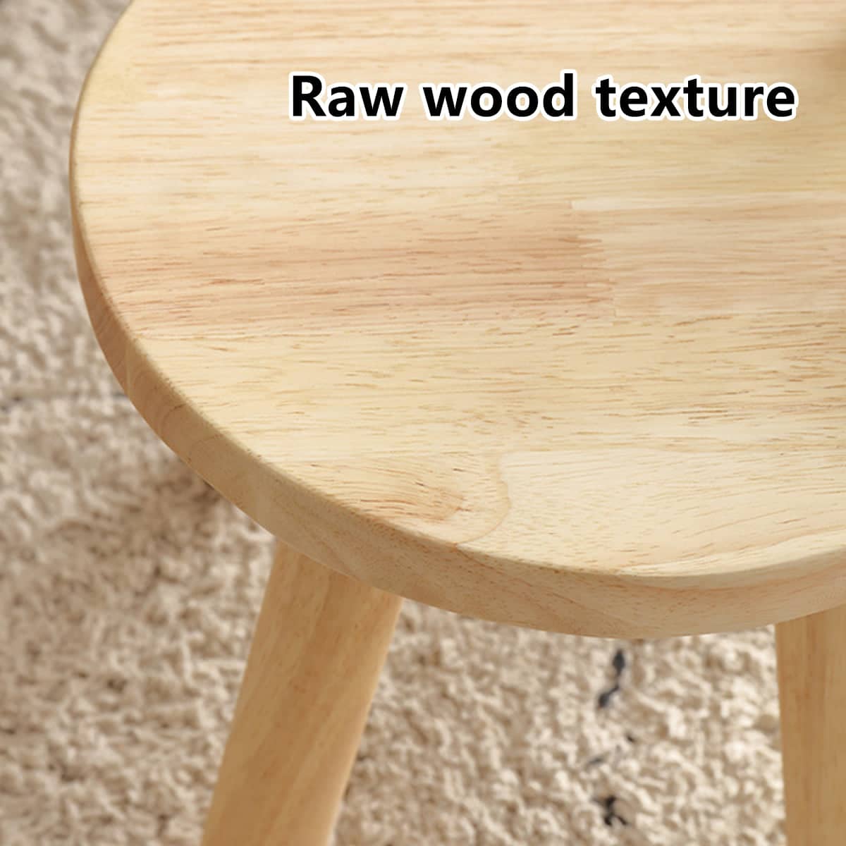 Solid Wood Stool with Rabbit Ear Backrest for Entryway, Hallway and Living Room - view 4
