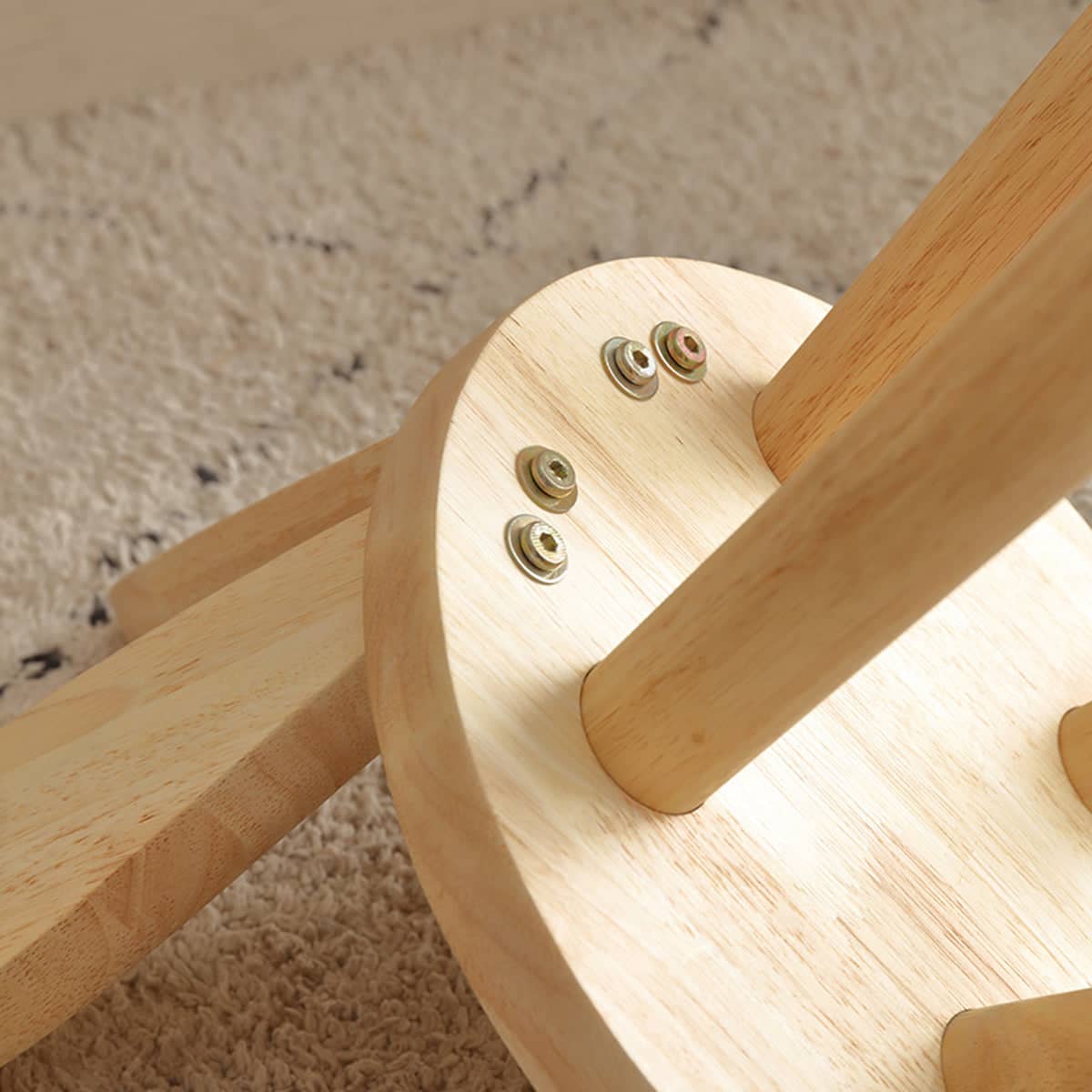 Solid Wood Stool with Rabbit Ear Backrest for Entryway, Hallway and Living Room - view 5