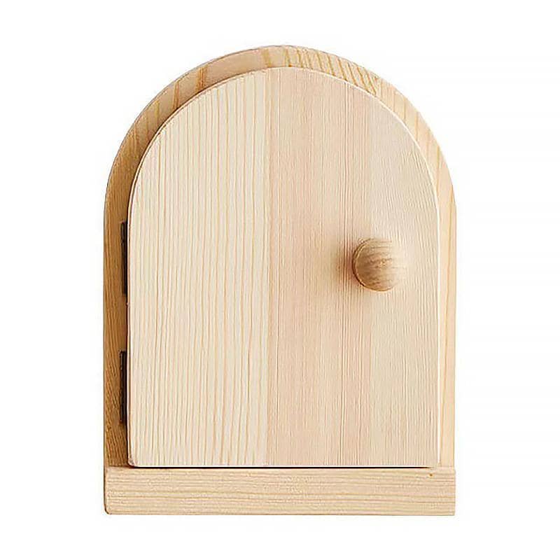 Solid Wood Switch Cover with Hinged Arch Door - Natural Wood