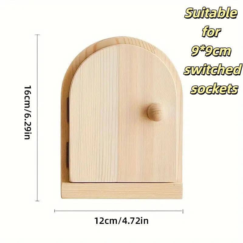 Solid Wood Switch Cover with Hinged Arch Door - Natural Wood - view 4