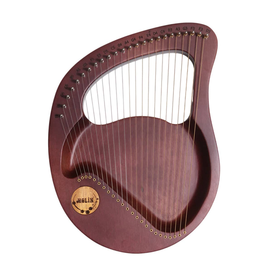 Solid Wood Veneer 24 String Harp Beginner Music Instrument - Burgundy