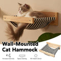 Solid Wood Wall Mounted Cat Hammock with Cotton Linen Bed for Indoor Cats and Kittens