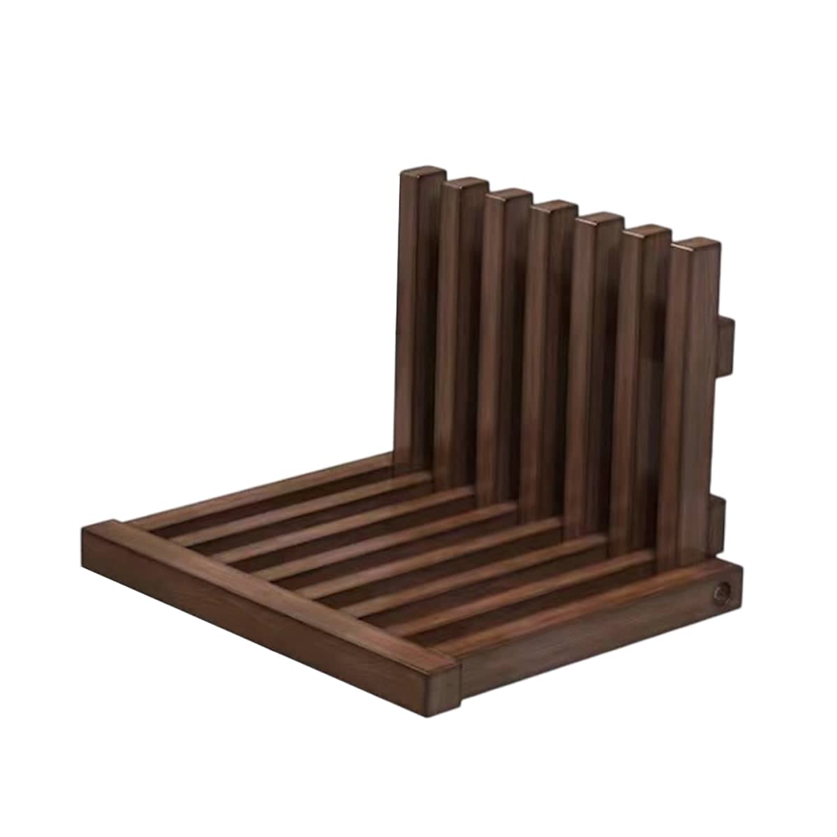 Solid Wood Wall Mounted Foldable Shoe Bench in Walnut for Entryway and Hallway - view 2