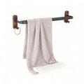 Space Saving Bathroom Towel Rack, Metal and Wood Towel Bar - Black