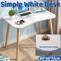Space-Saving Computer Desk - White with Wood-Tone Legs, 80 x 40 x 72 cm