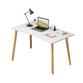 Space-Saving Computer Desk - White with Wood-Tone Legs, 80 x 40 x 72 cm - view 2
