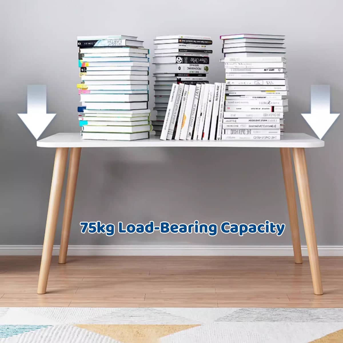 Space-Saving Computer Desk - White with Wood-Tone Legs, 80 x 40 x 72 cm - view 5