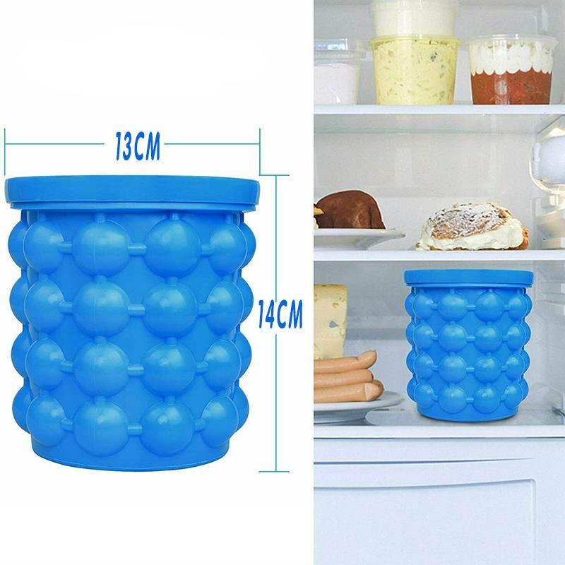 Space Saving Ice Cube Bucket with Lid - Reusable, 13 x 13 x 14 cm, Blue - view 3
