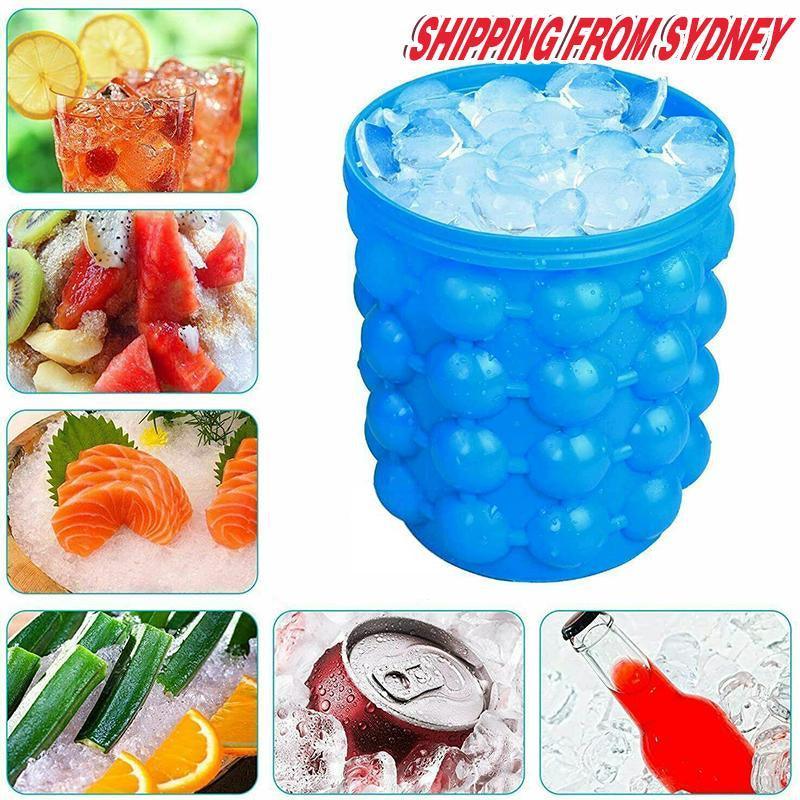 Space Saving Ice Cube Bucket with Lid - Reusable, 13 x 13 x 14 cm, Blue - view 5
