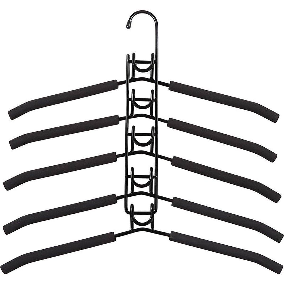 Space Saving Multi Layer Folding Hanger Hook Closet Organiser Clothes Rack - Black