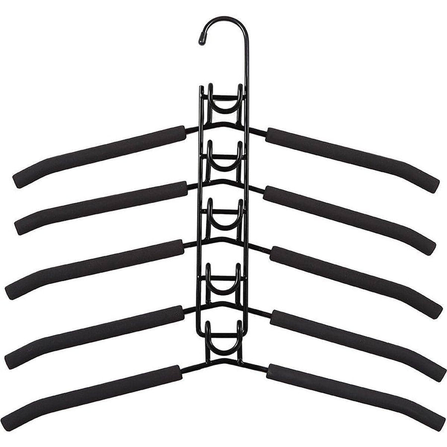 Space Saving Multi Layer Folding Hanger Hook Closet Organiser Clothes Rack - Black