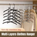Space Saving Multi Layer Folding Hanger Hook Closet Organiser Clothes Rack - Black - view 2
