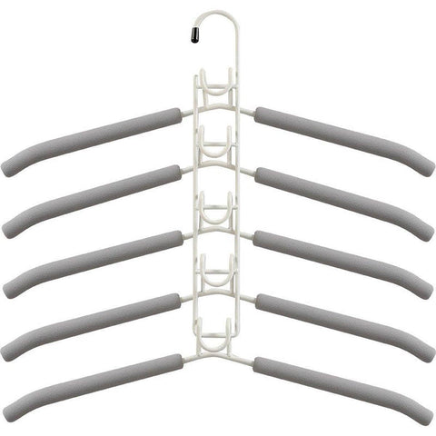 Space Saving Multi Layer Folding Hanger Hook Closet Organiser Clothes Rack - White